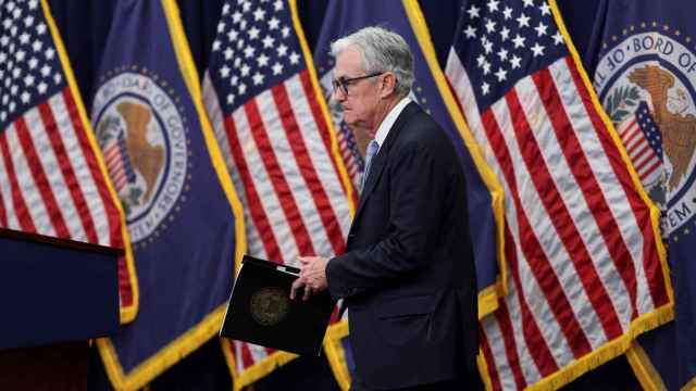 El presidente de la Fed, Jerome Powell, a su llegada a la rueda de prensa posterior a la reunión.