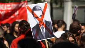 Una manifestación contra el primer ministro griego Kyriakos Mitsotakis, por el accidente de tren ocurrido en Larissa.