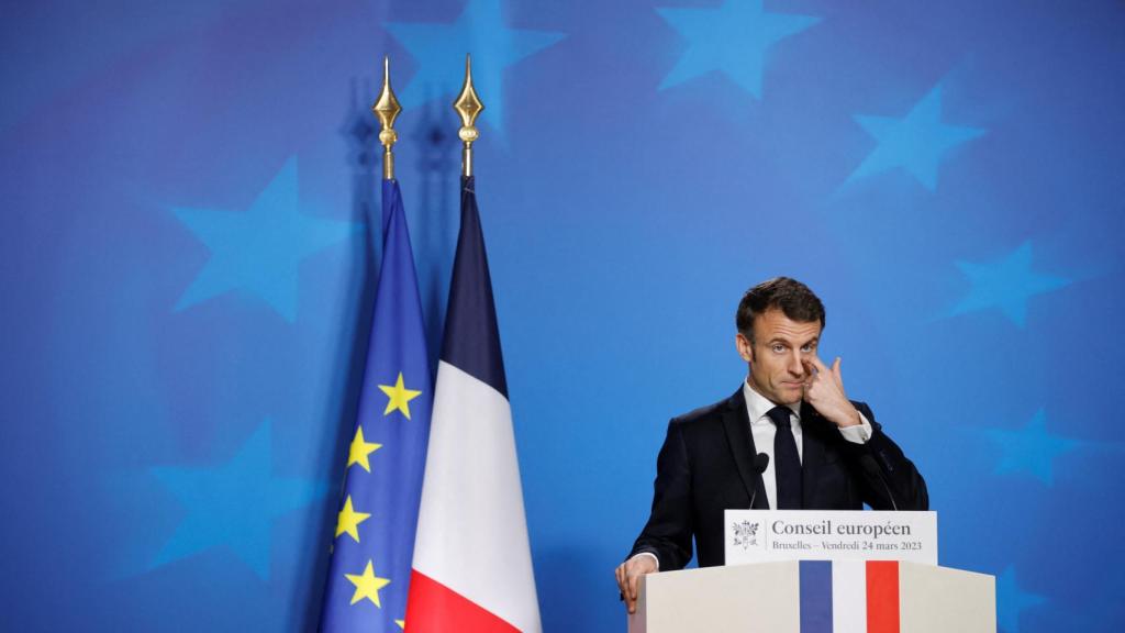 Emmanuel Macron, presidente de la República Francesa, en rueda de prensa tras el Consejo Europeo.