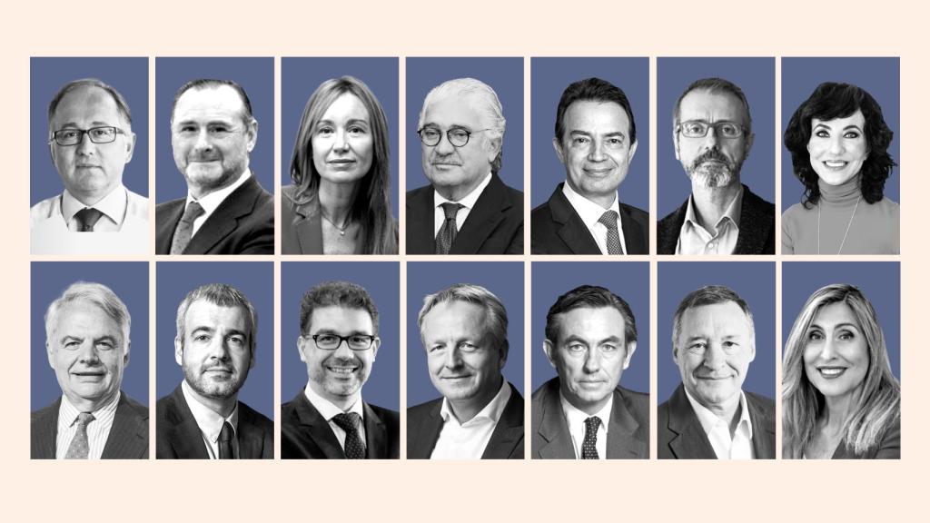 De izda. a dcha. y de arriba a abajo. Luis Gallego; José Aljaro; Loreto Ordóñez; José Bogas; Arturo Gonzalo Aizpiri; Marc Murtra; Almudena López del Pozo; Ignacio Garralda; Maurici Lucena; Ludovic Pech; Álvaro Aresti; Ángel Simón; Nuria Vilanova.