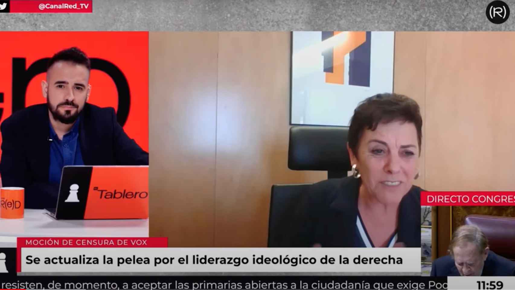 Sergio Gregori, presentador de El tablero, entrevista a la portavoz de EH Bildu, Mertxe Aizpurua.