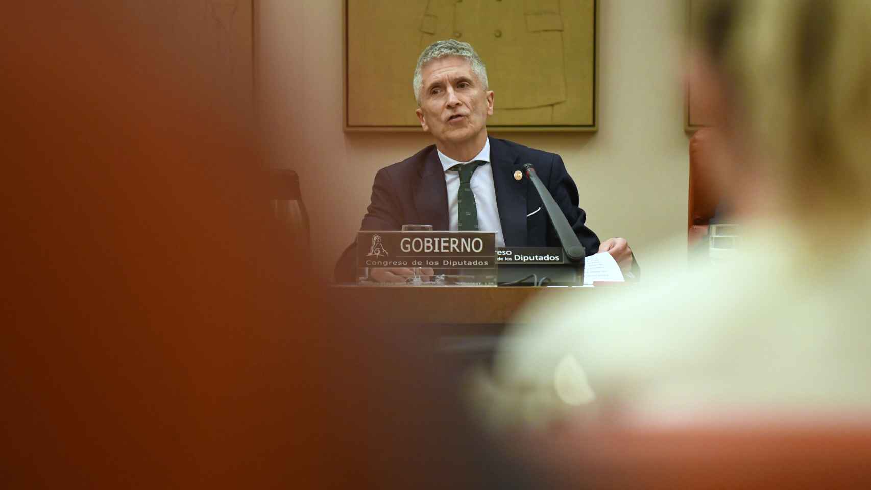 El ministro de Interior, Fernando Grande-Marlaska, durante la Comisión de Interior, en el Congreso de los Diputados,
