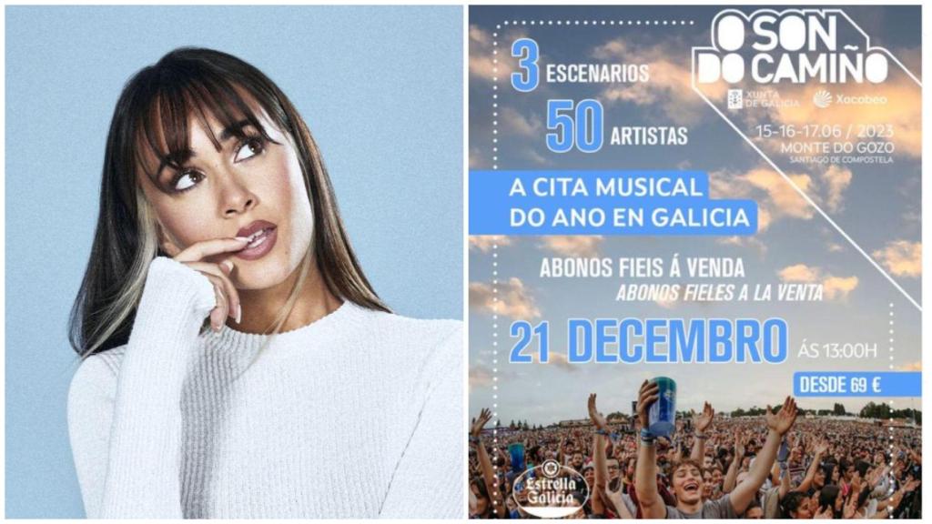 Aitana y el cartel de O Son do Camiño