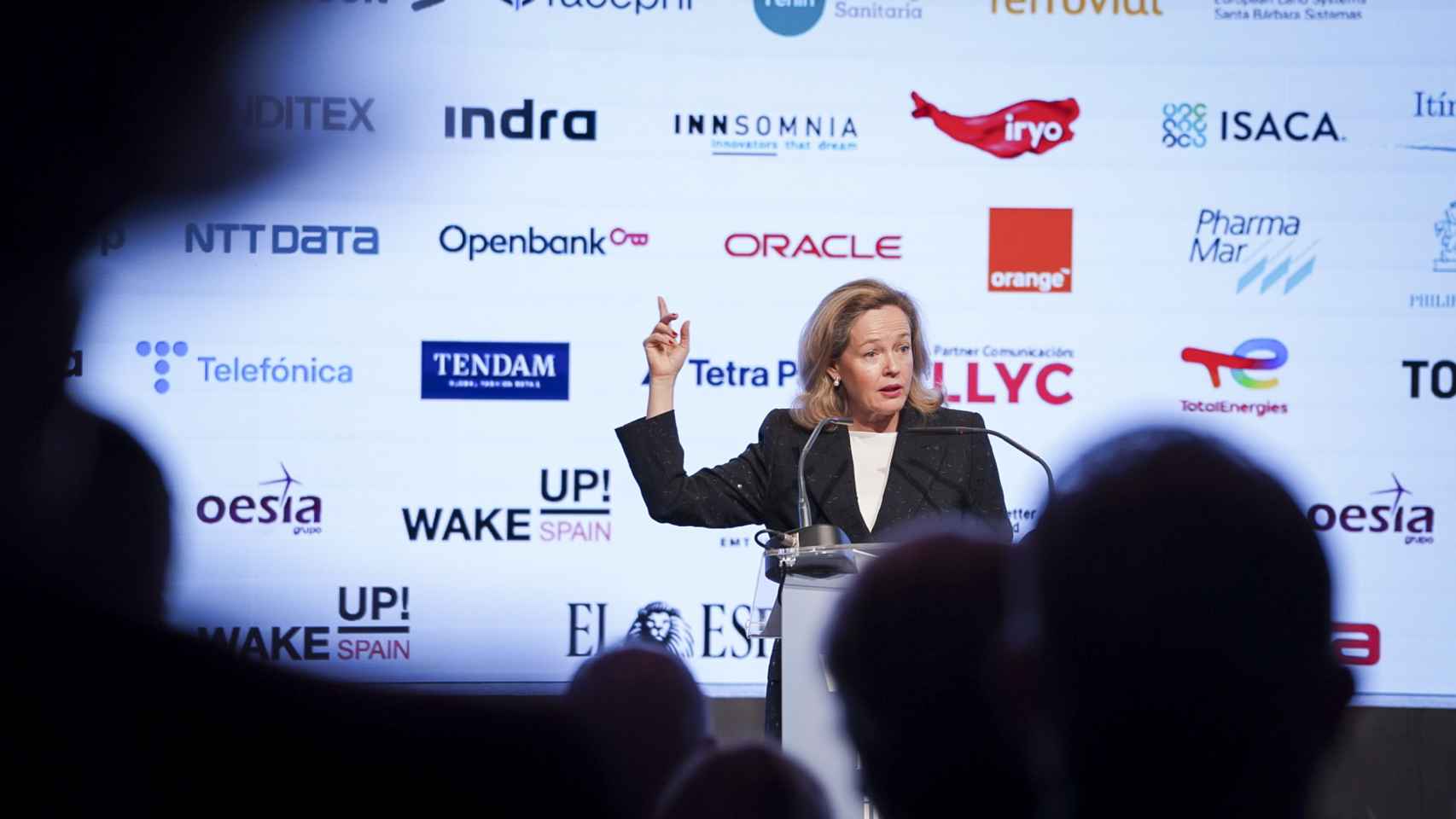 Nadia Calviño, vicepresidenta primera del Gobierno y ministra de Asuntos Económicos y Transformación Digital, durante su intervención en la inauguración del 'Wake Up, Spain!'.