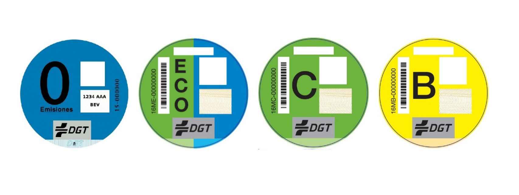 Estos son los distintivos ambientales de la DGT para los vehículos.
