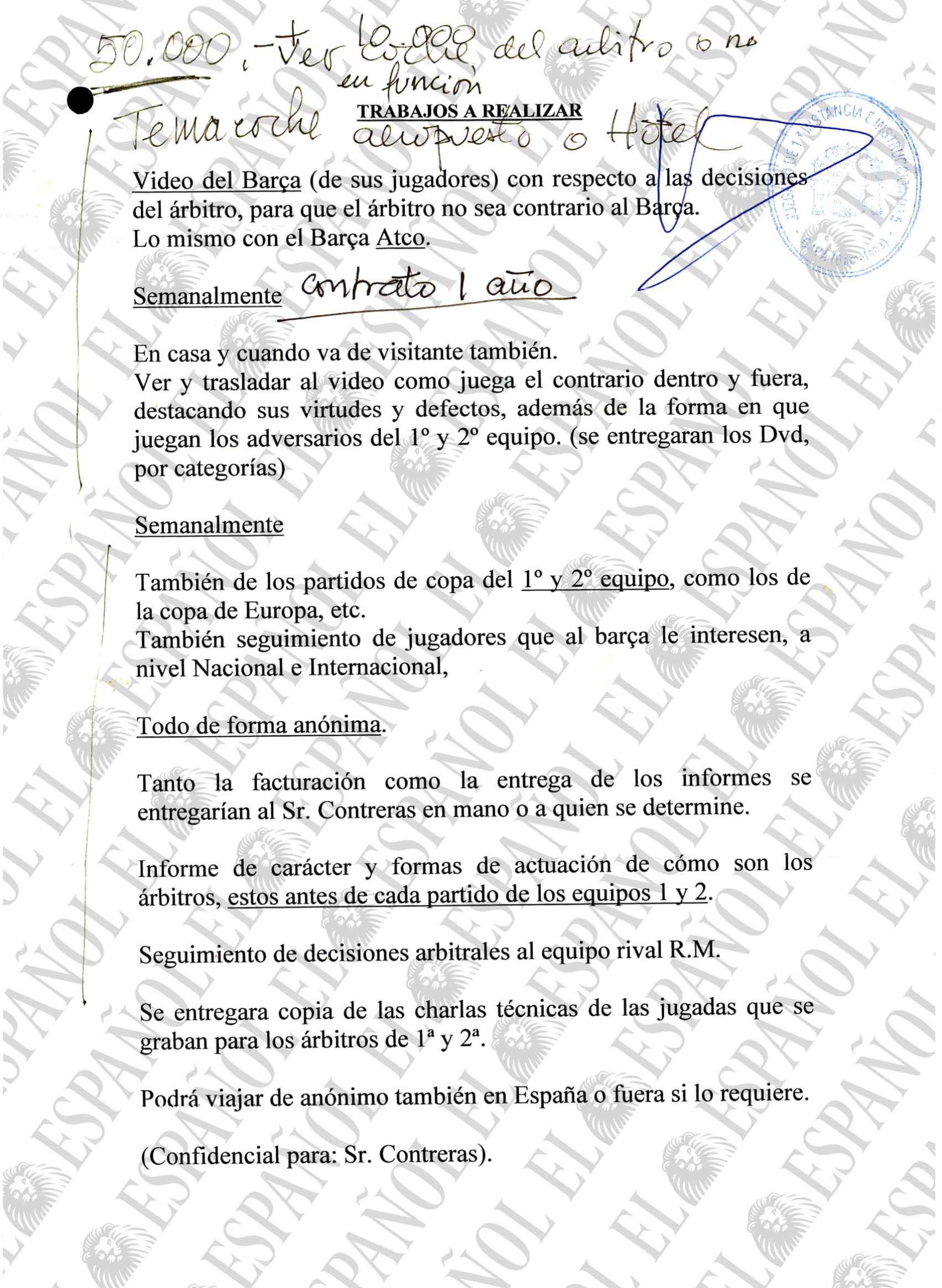 El documento entre Javier Enríquez y Josep Contreras