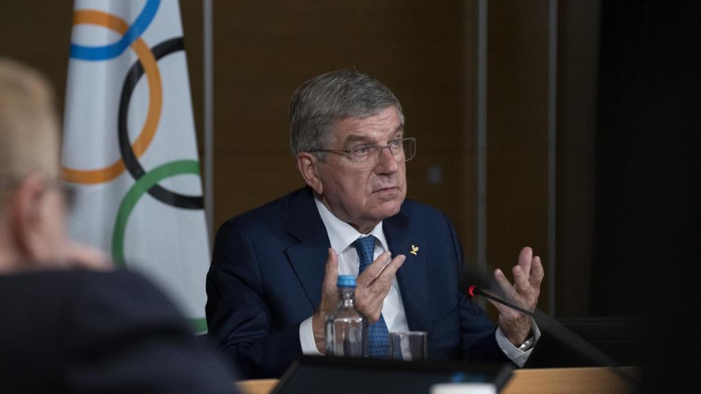 Thomas Bach, presidente del COI, durante una conferencia