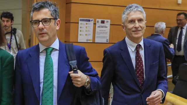 Los ministros Félix Bolaños y Fernando Grande-Marlaska, este martes en el Senado.