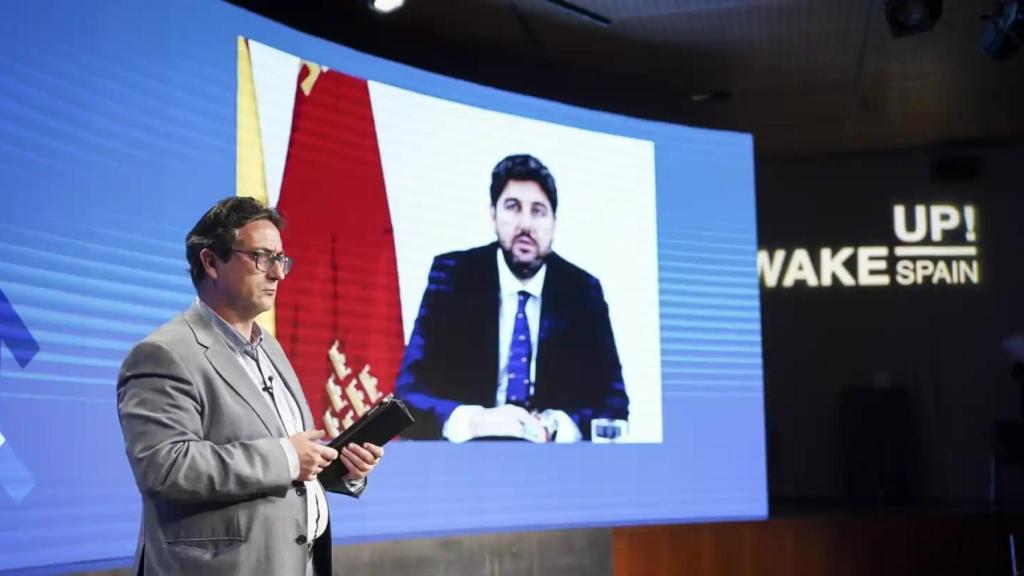 Fernando López Miras, este martes, durante su intervención on line en la segunda jornada del 'Wake Up, Spain!'.