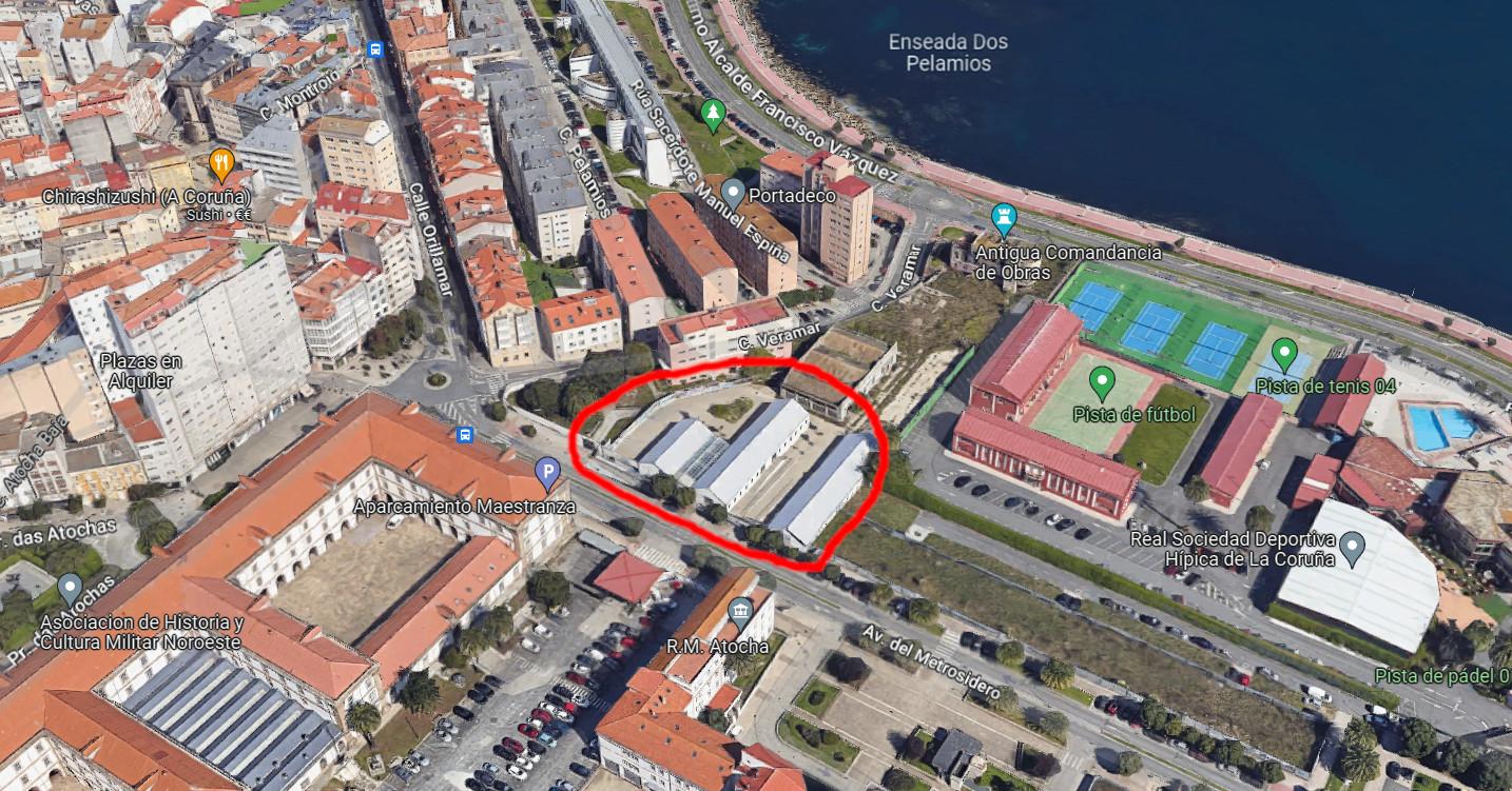 Situación de las naves del Metrosidero en A Coruña (Google Maps)