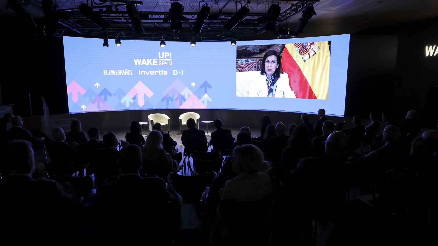 Margarita Robles, ministra de Defensa, durante su intervención 'online' en el cierre de la mañana de la tercera jornada del 'Wake Up, Spain!'.
