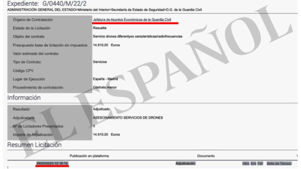 El contrato en cuestión con el empresario detenido.