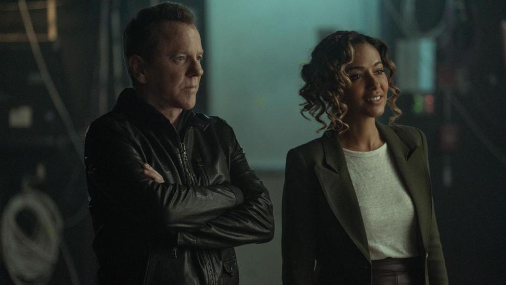 Kiefer Sutherland y Meta Golding en 'Rabbit Hole'