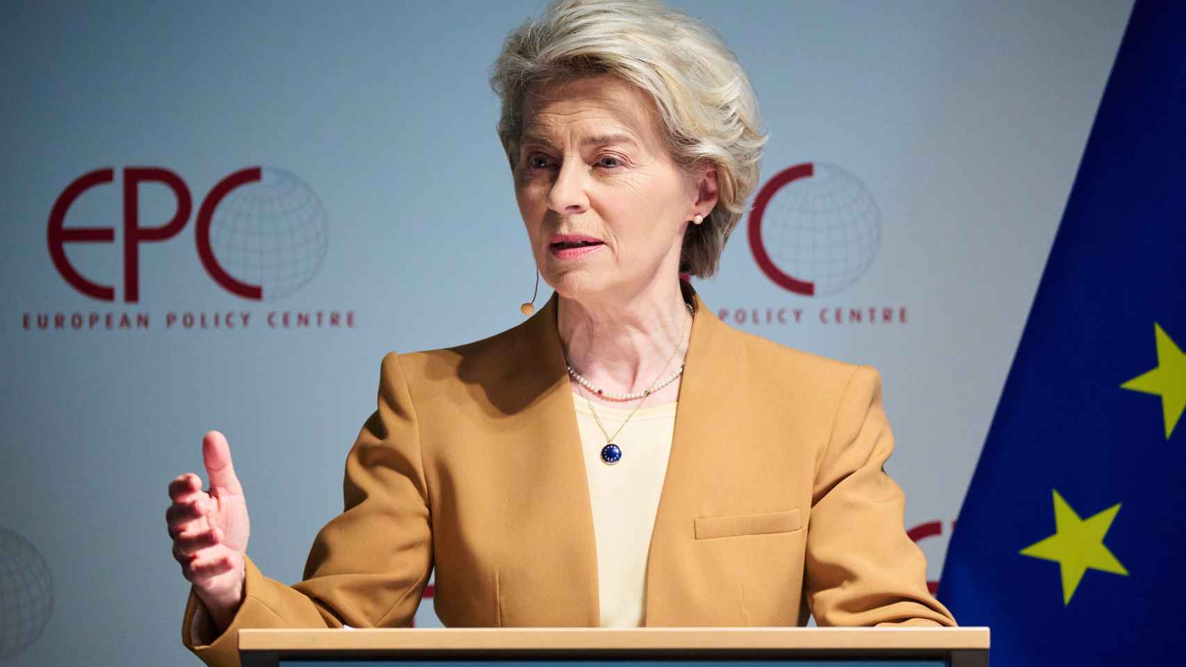 La presidenta de la Comisión, Ursula von der Leyen, durante su discurso la semana pasada sobre China