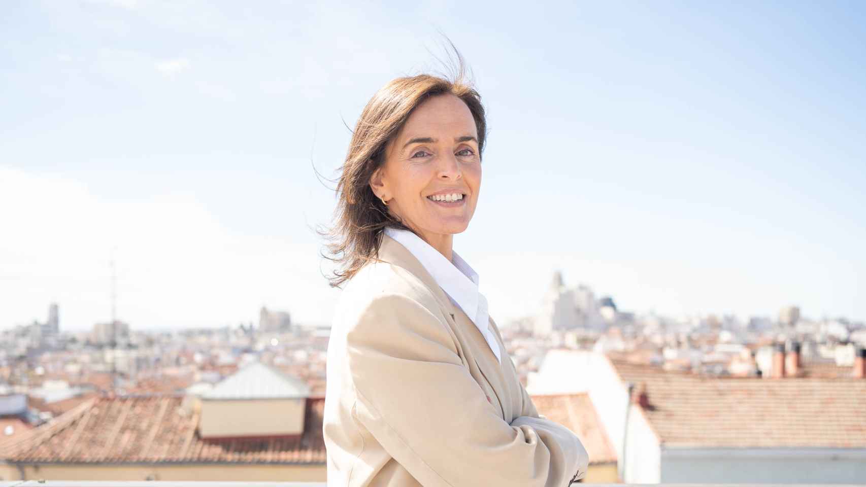 Carmen Fúnez, vicesecretaria del PP, en la azotea de la sede de Génova.