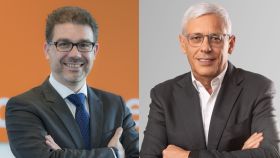 Ludovic Pech, consejero delegado de Orange España, (I) y Mário Vaz, consejero delegado de Vodafone España (D).