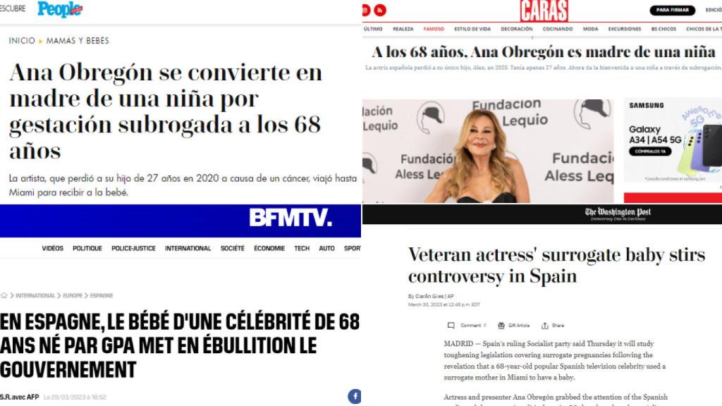 Los diferentes medios que han reseñado la maternidad de Ana Obregón.