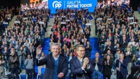 Alfonso Rueda y Feijóo participando en un acto reciente del PP.
