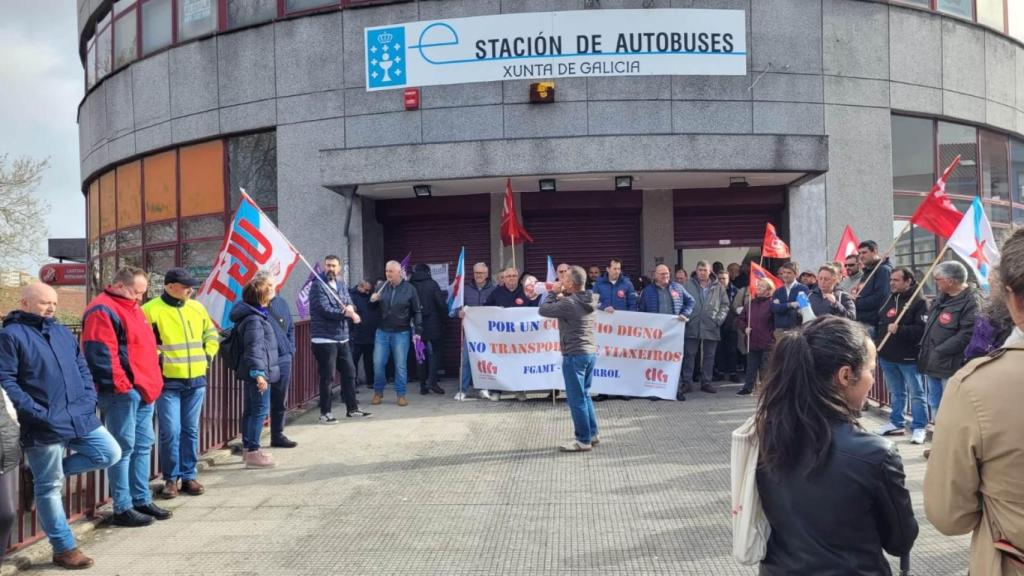 Huelga de transporte en Ferrol en una foto de archivo del 31 de marzo.