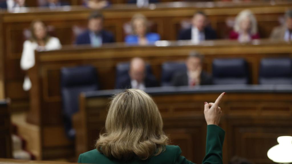 Nadia Calviño, vicepresidenta económica, interviene durante la sesión de control al Gobierno del pasado miércoles en el Congreso.