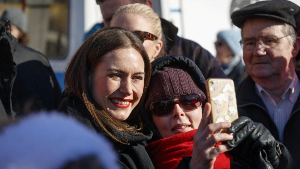 La primera ministra de Finlandia, Sanna Marin, durante la campaña.