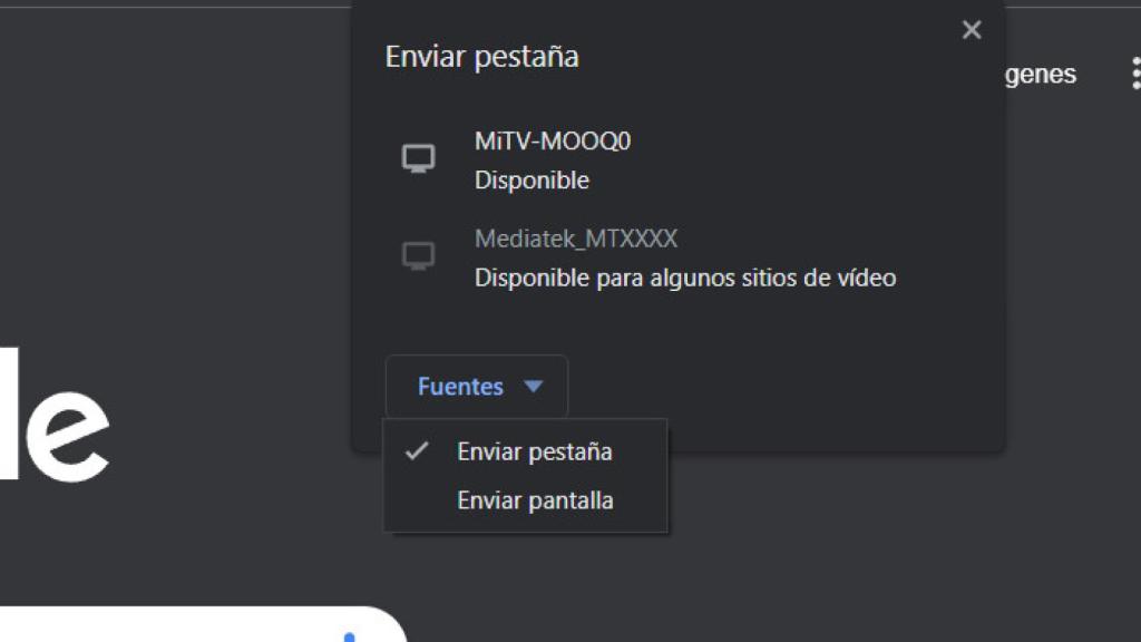 Enviar pestaña en Chrome