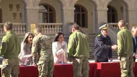 Acto de despedida en Toledo de los militares ucranianos
