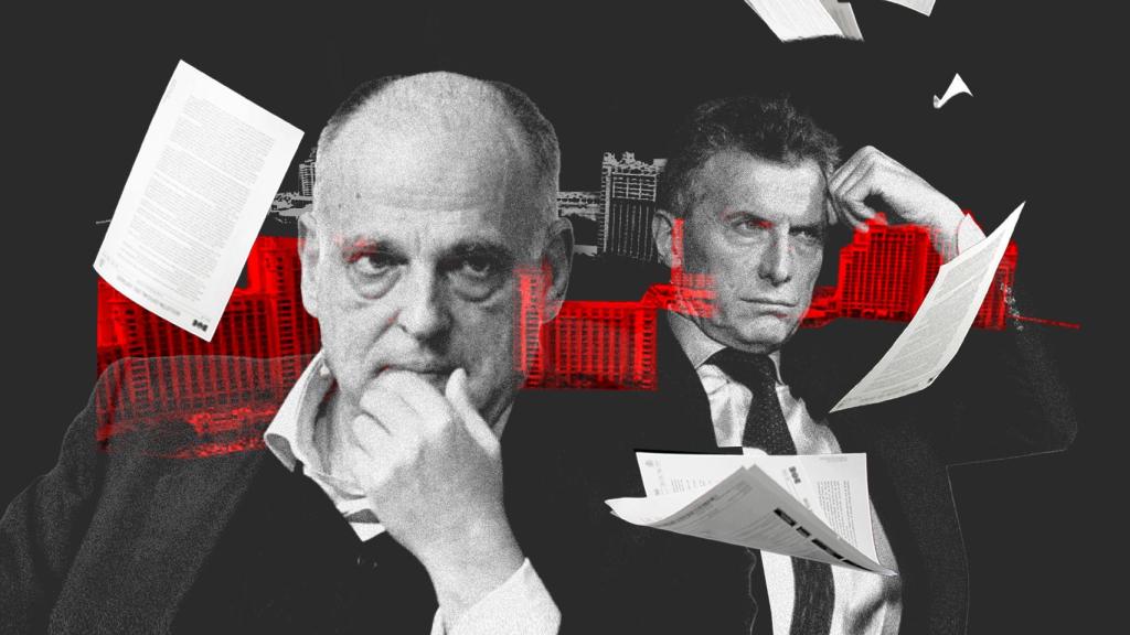 Javier Tebas y Mauricio Macri en un fotomontaje