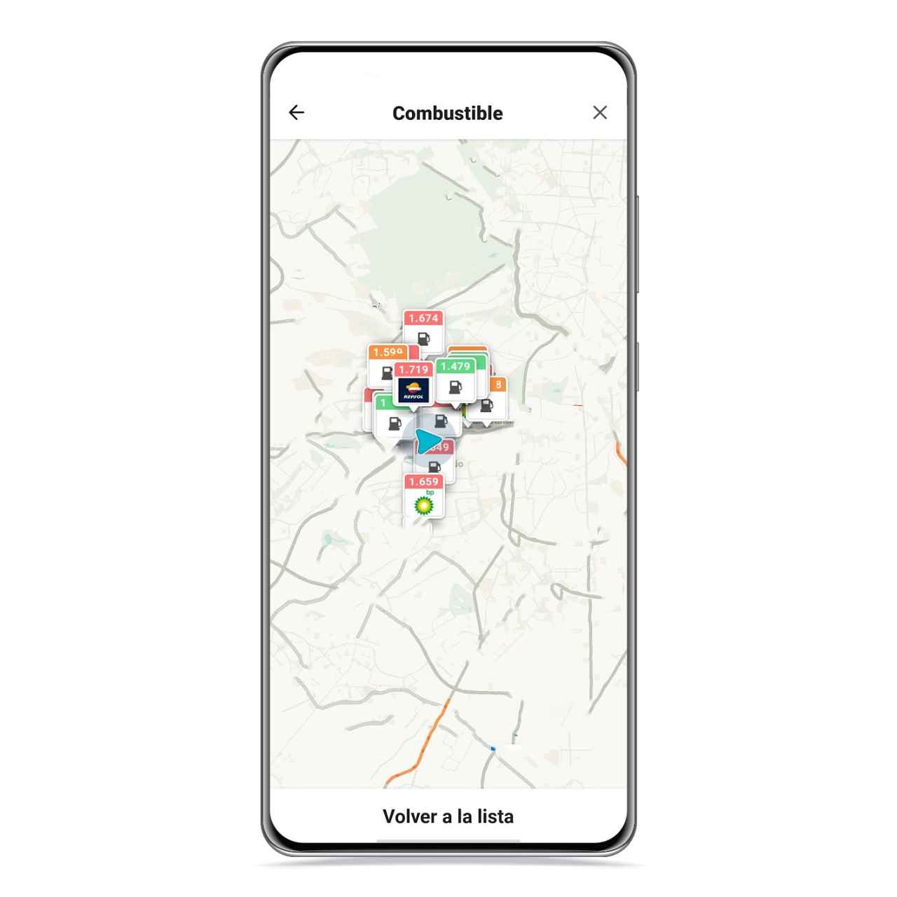 Mapa de gasolineras cercanas en Waze