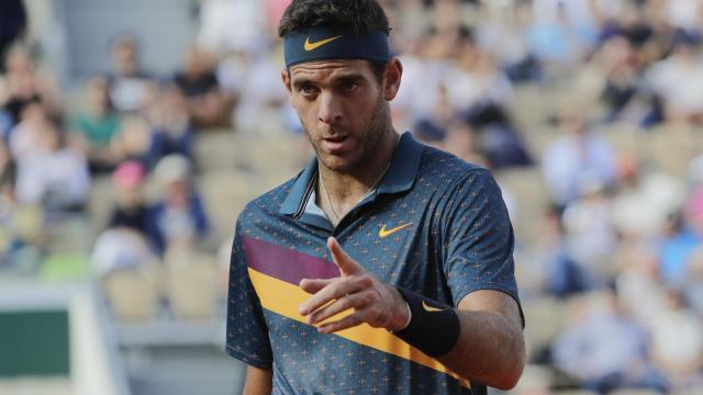 Del Potro, durante un partido de Roland Garros en 2019.