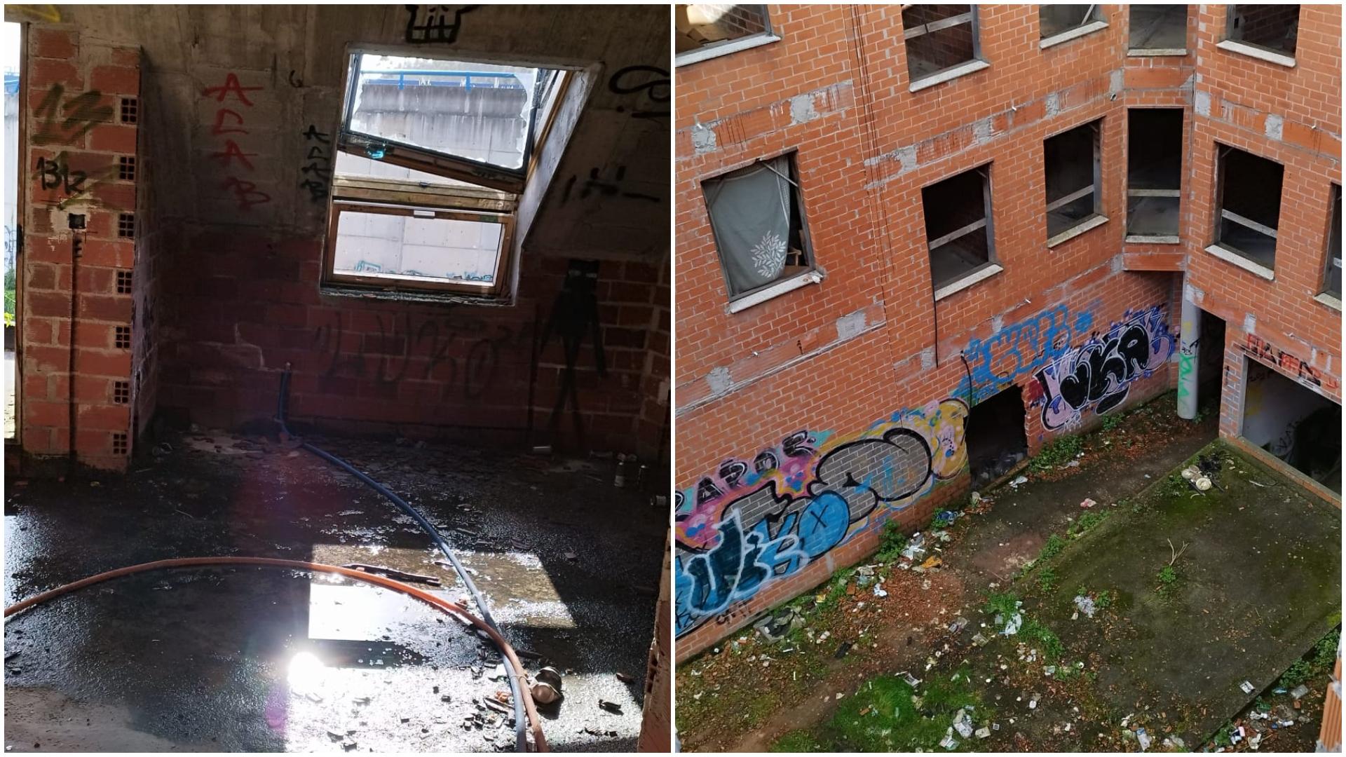 Imágenes tomadas por los vecinos del estado del edificio abandonado