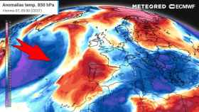 Las bajas presiones en el Atlántico que impulsas masas de aire cálido hacia España. Meteored.