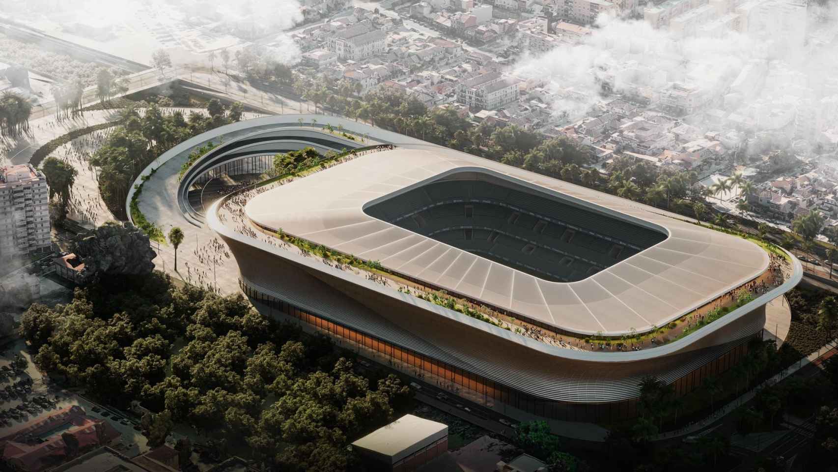 Infografía del proyecto de ampliación del estadio La Rosaleda.