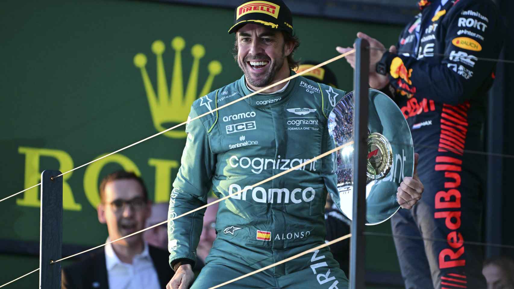 Fernando Alonso en el podio del Gran Premio de Australia