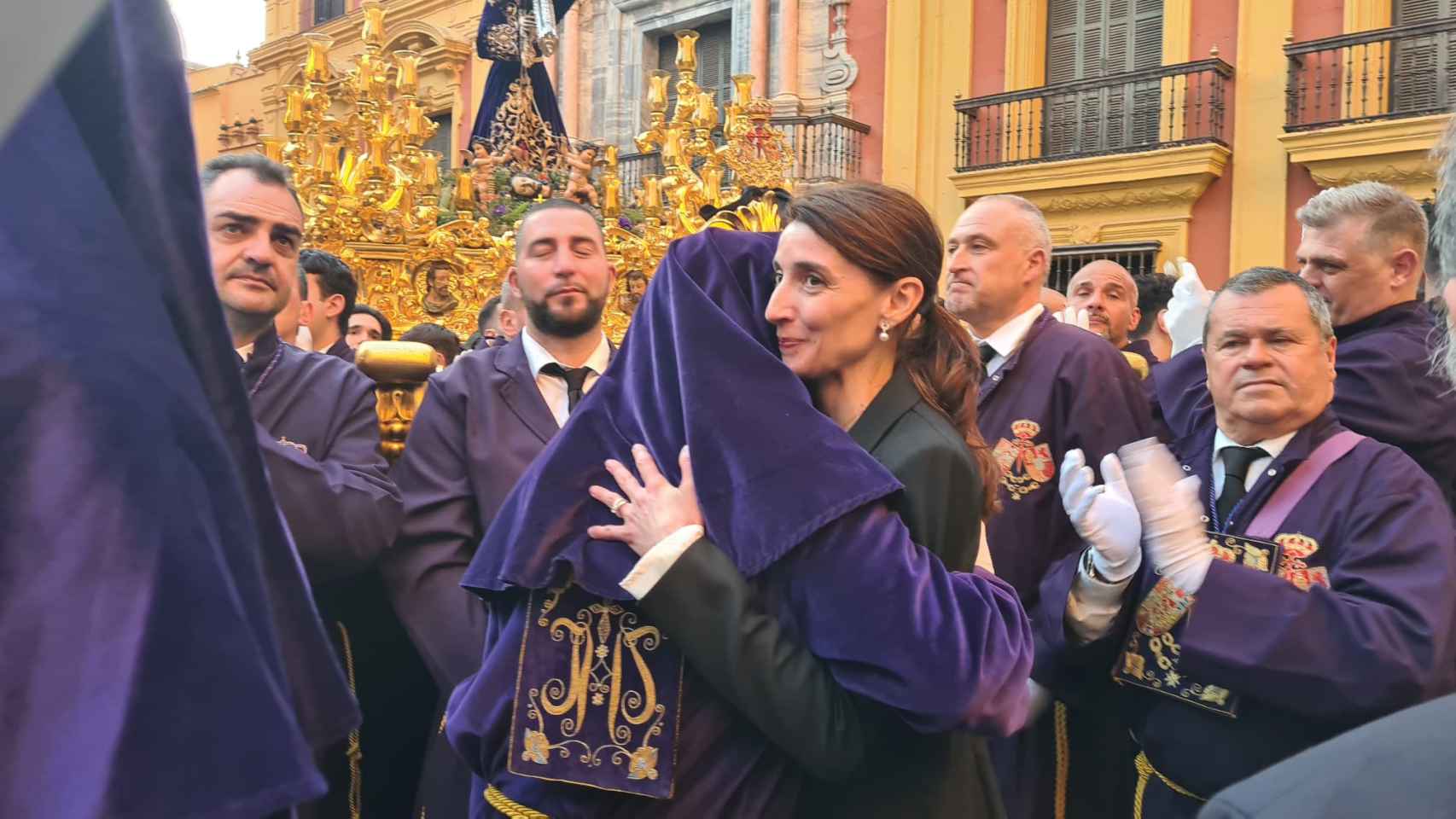 Pilar Llop, durante la Semana Santa de Málaga.