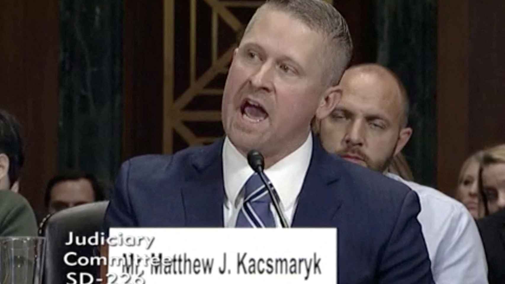 Matthew Kacsmaryk durante su comparecencia ante el Senado por su nominación como juez.