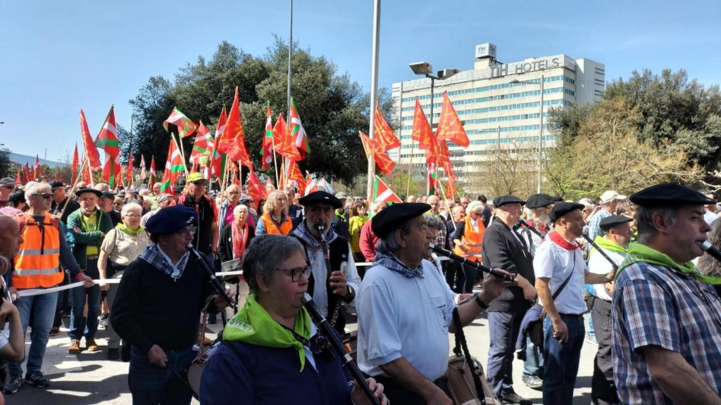 Pamplona durante la manifestación con motivo del Aberri Eguna.