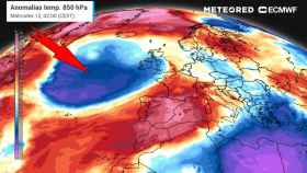 Las bajas presiones impulsan aire cálido y seco hacia España. Meteored.