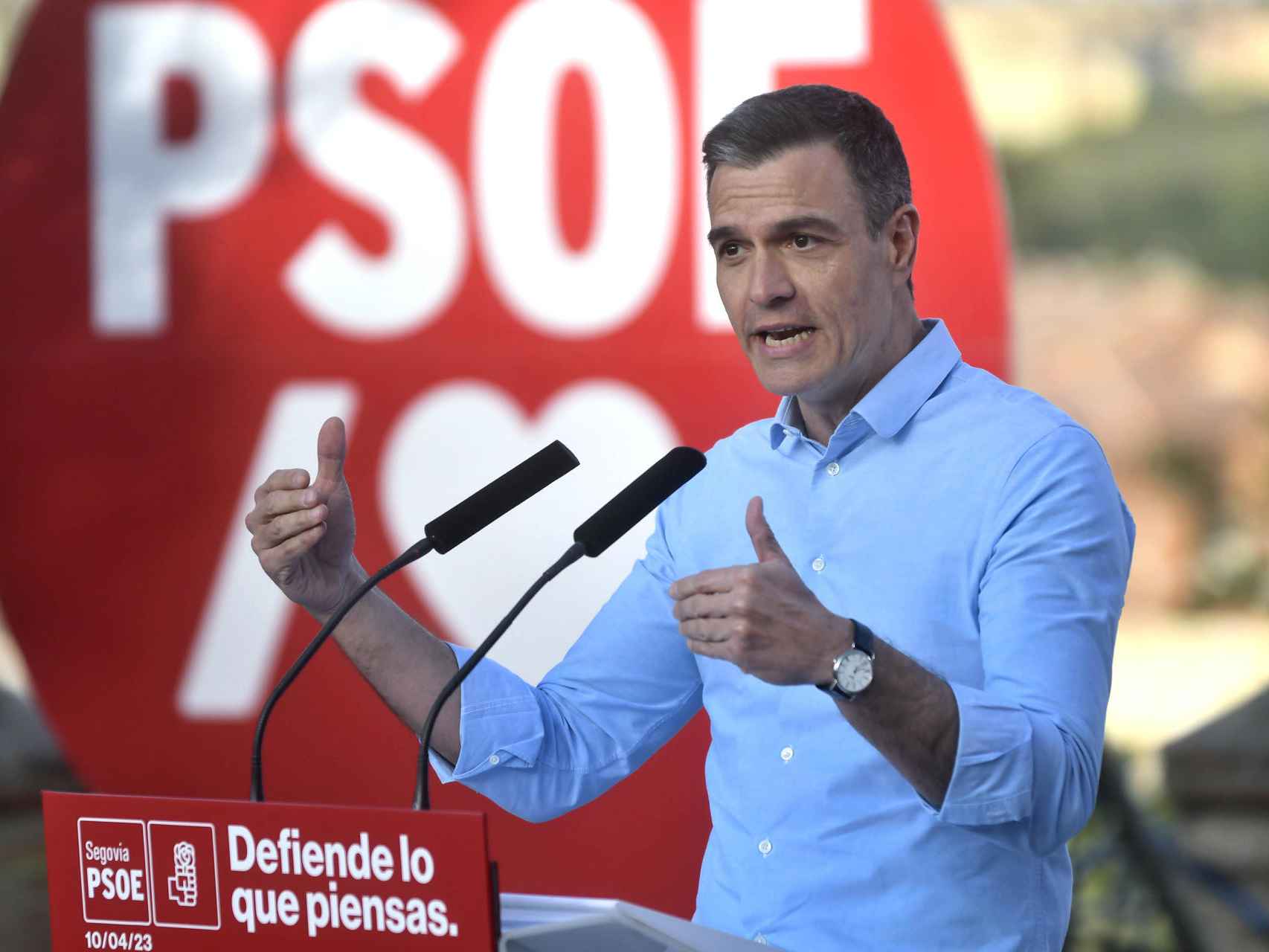 Pedro Sánchez, este lunes durante un acto del partido en Segovia.