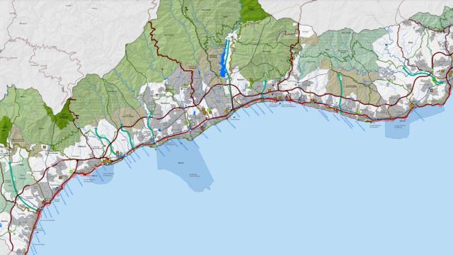 Delimitación de las infraestructuras dibujadas en el nuevo POT de la Costa del Sol Occidental.