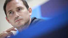 Frank Lampard, en rueda de prensa de la Champions League con el Chelsea