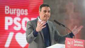 El presidente del Gobierno, Pedro Sánchez, durante su intervención en el acto de Burgos este miércoles.