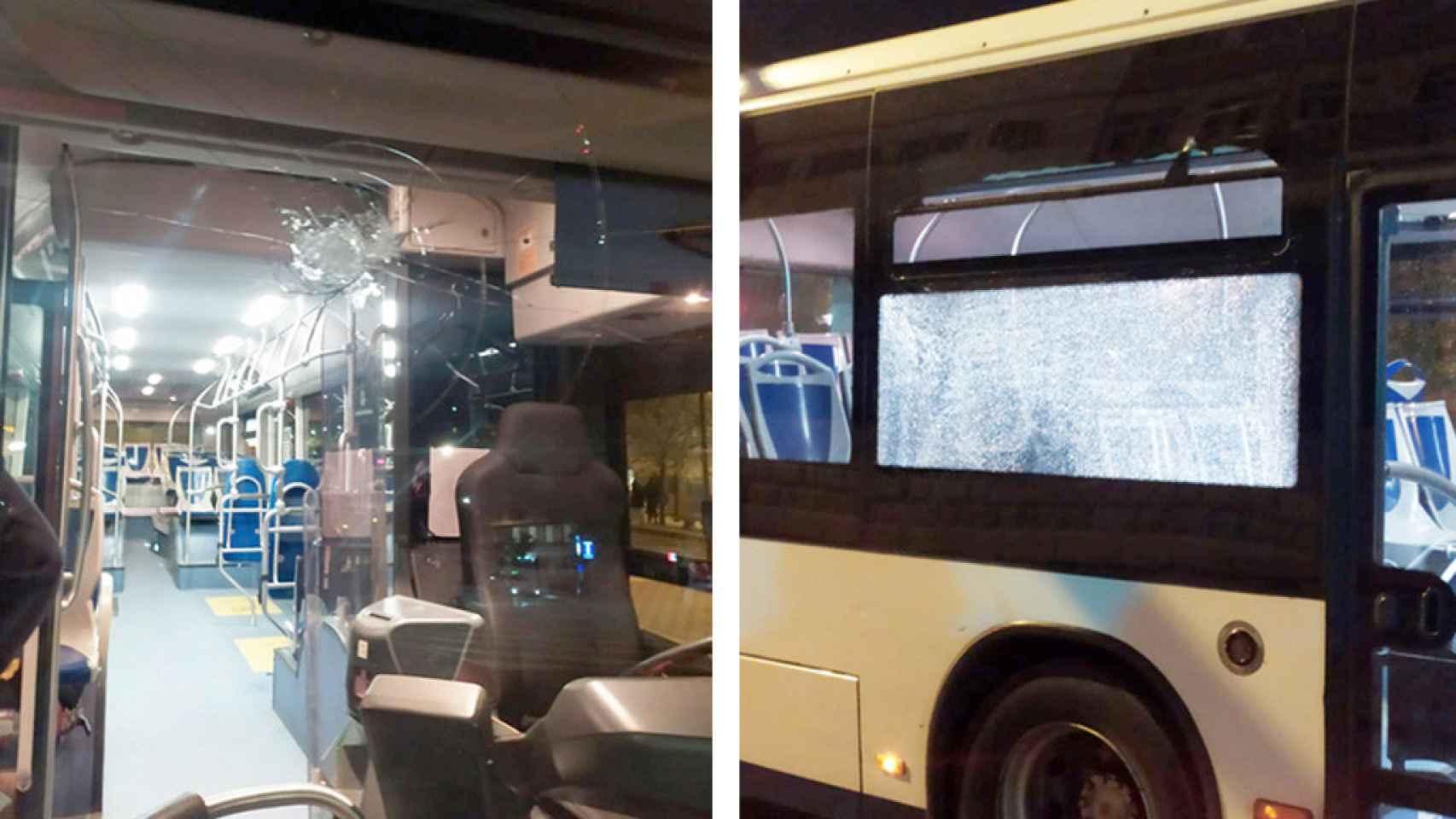 Imagen del autobús tras los disparos