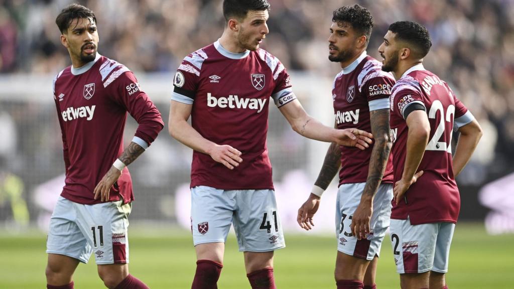 Varios jugadores del West Ham United, uno de los equipos patrocinados por una casa de apuestas.