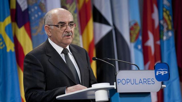 El expresidente de la Región de Murcia y exlíder de los populares murcianos, Alberto Garre, en un acto del PP cuando ostentó su presidencia.