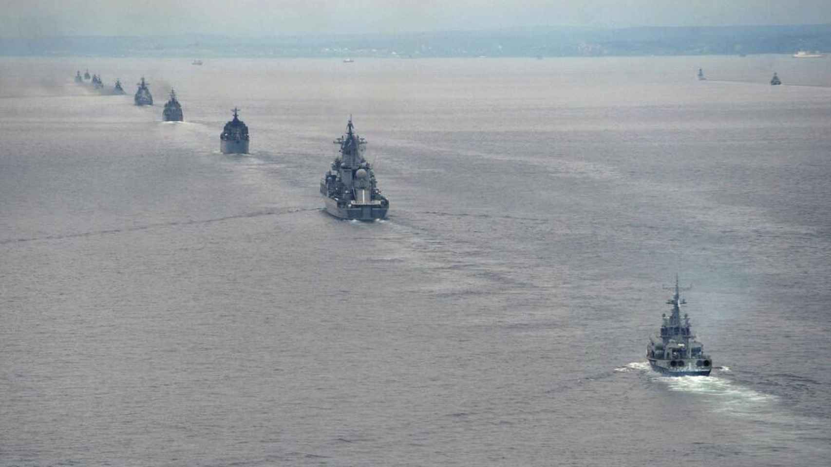 Imagen de archivo de varios buques de guerra de la Flota del Pacífico rusa.