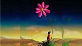 En la imagen del test visual se aprecia una flor, un hombre y un banco en medio del desierto.