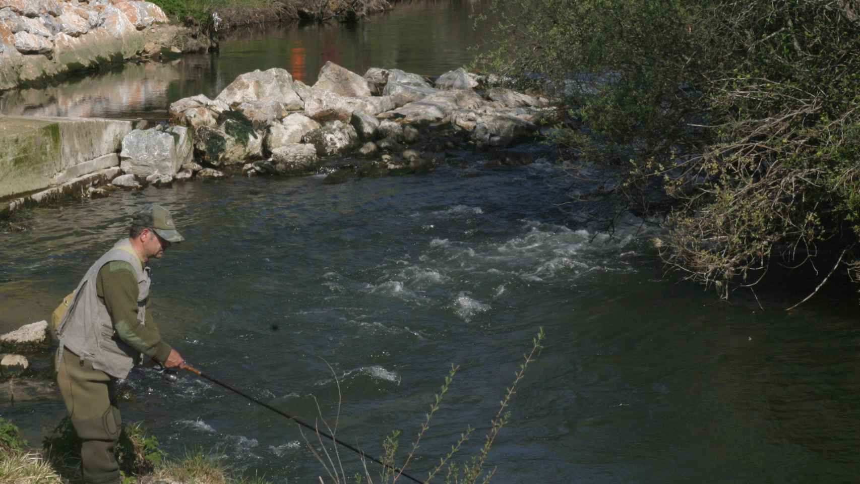 Pescador en el río Pisuerga