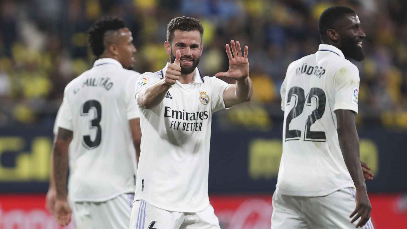 Nacho hace un gesto tras anotar el gol frente al Cádiz.
