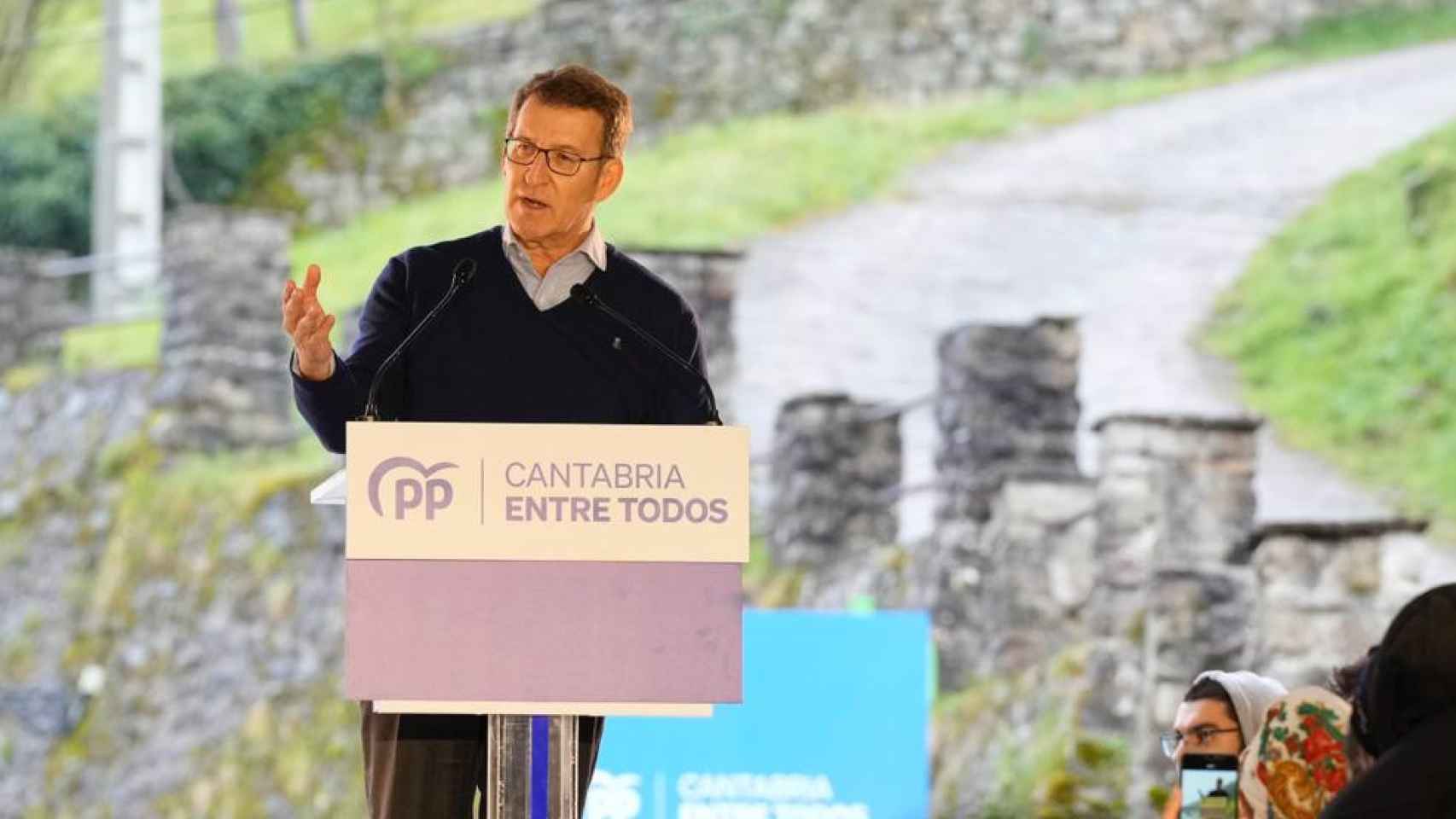 Alberto Núñez Feijóo, este sábado en un mitin en Cantabria.